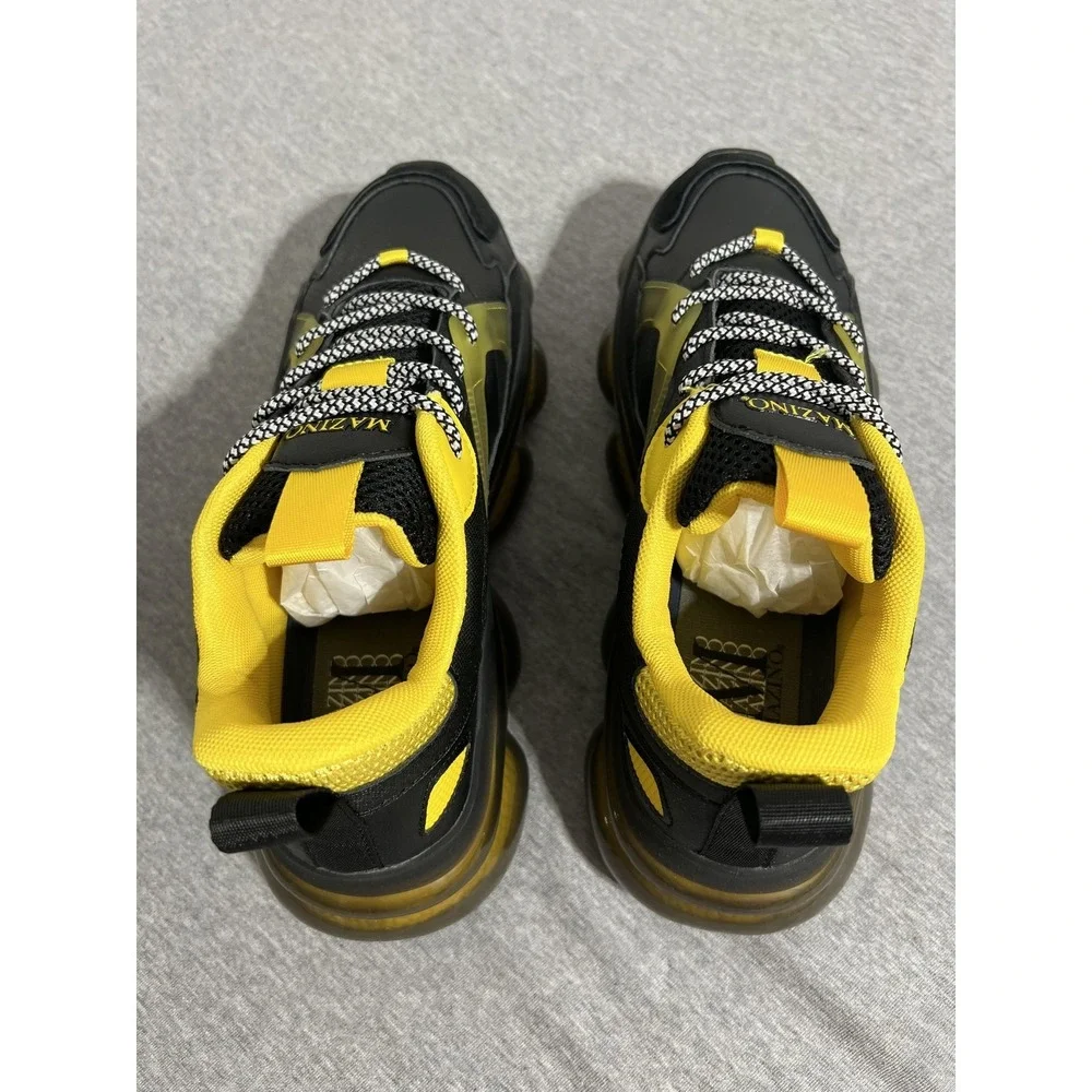Mazino Shoes Mens Size 8 Black Yellow Eclipse Chunky‎ Dad Sneakers Eclipse-000